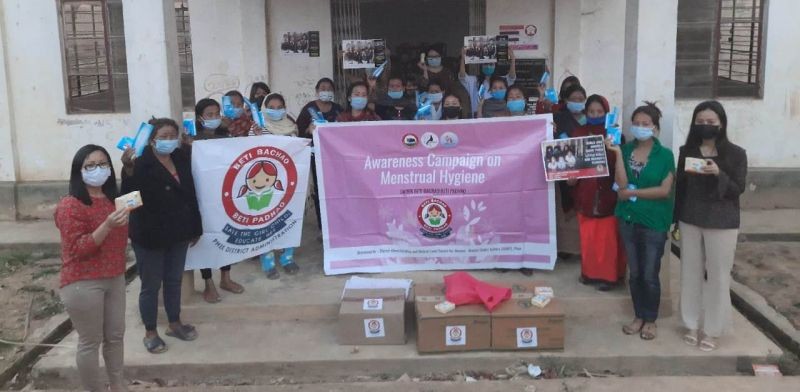 Officials and participants during awareness campaign on menstrual health & hygiene on April 26.