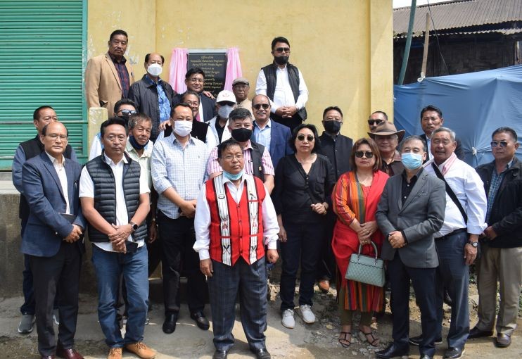 NDPP workers with CM and others during the inauguration of Wokha region office building held on April 8.