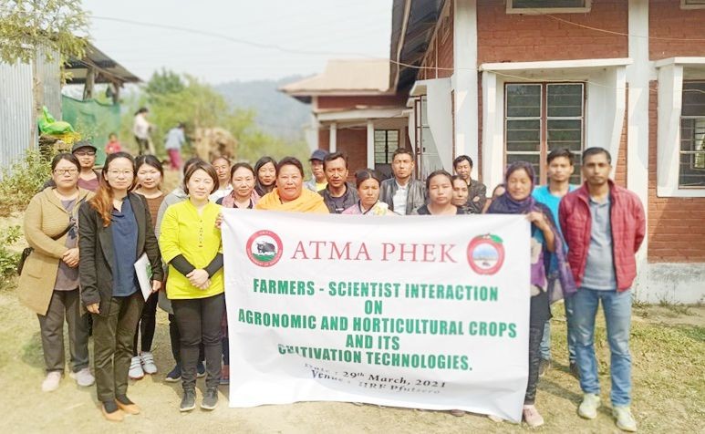 Farmer participants with officials during the farmer-scientist interaction held at Horticultural Research Farm (HRF), Pfutsero on March 29. (Photo Courtesy: ATMA Phek)
