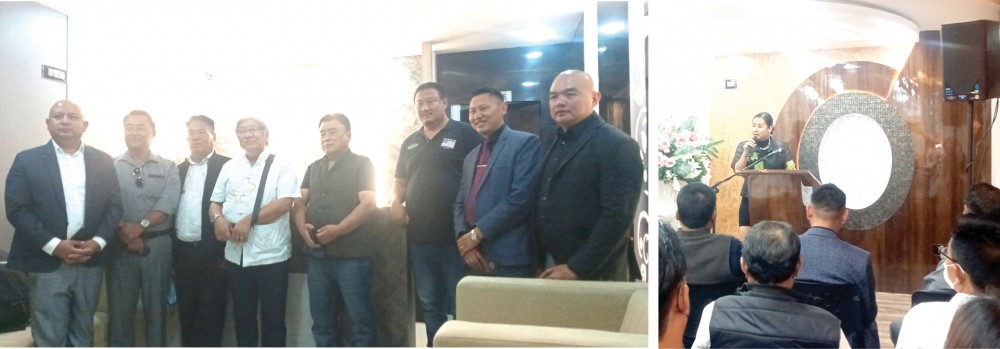 (Left) Khriehu Liezietsu, Neikiesalie Kire, Keneizhakho Nakhro and others during the inauguration of Crescent International Hotel in Kohima on April 23. (Right) Lapla Oungh presents special song during the grand opening. (Morung Photo)