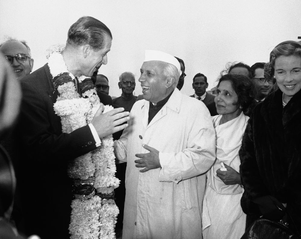 London:  FILE - In this Jan. 21, 1959 file photo, India's Prime Minister Jawaharlal Nehru welcomes Britain's Prince Philip to New Delhi, India. The Prince is on the first stage of his round-the-world-tour and is scheduled to spend two weeks in India on the first stage of his 36,000-mile tour. Buckingham Palace says Prince Philip, husband of Queen Elizabeth II, has died aged 99.  AP/PTI