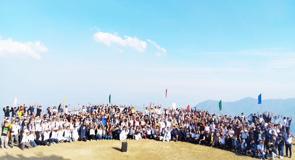 Catholic youths seen with Dr P J Anthony, Most Rev Dr James Thoppil, Bishop of Kohima, priests, nuns and others at Kapamodzü peak on April 24.