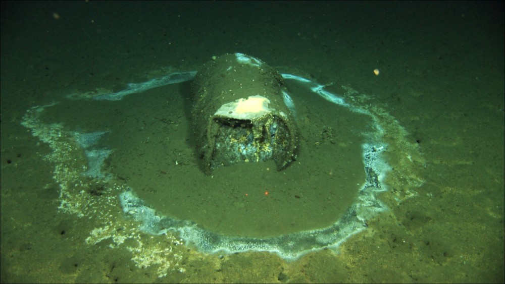 A barrel sits on the seafloor near the coast of Catalina Island, Calif., in 2011. Marine scientists say they have found what they believe to be as many as 25,000 barrels that possibly contain DDT dumped off the Southern California coast near Catalina Island.David Valentine / UC Santa Barbara/RV Jason via AP