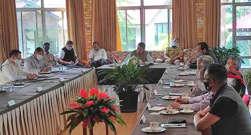 Nagaland Governor, RN Ravi holding a sensitization-cum-consultation meeting with various political party leaders of the State at Dr Imkongliba Hall, Raj Bhavan, Kohima on April 21. (Photo Courtesy: PRO to Governor)