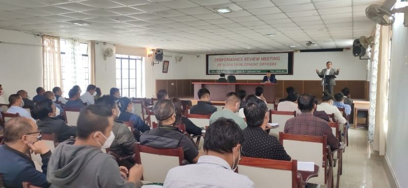 The performance review meeting of BDOs of the RD department underway in Kohima on April 8.