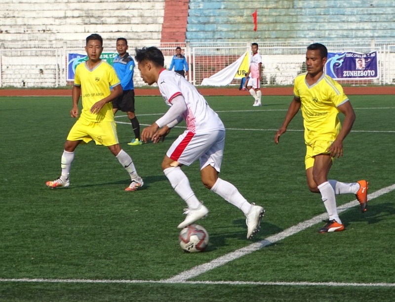 A match between Dimapur and Mon at Indira Gandhi Stadium, Kohima on April 13. (Morung Photo)