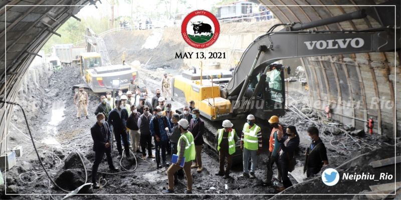 Chief Minister, Neiphiu Rio inspected the tunnel construction of Kohima-bypass road at Meriema, Kohima on May 13. (Photo Courtesy: @Neiphiu_Rio/twitter) 