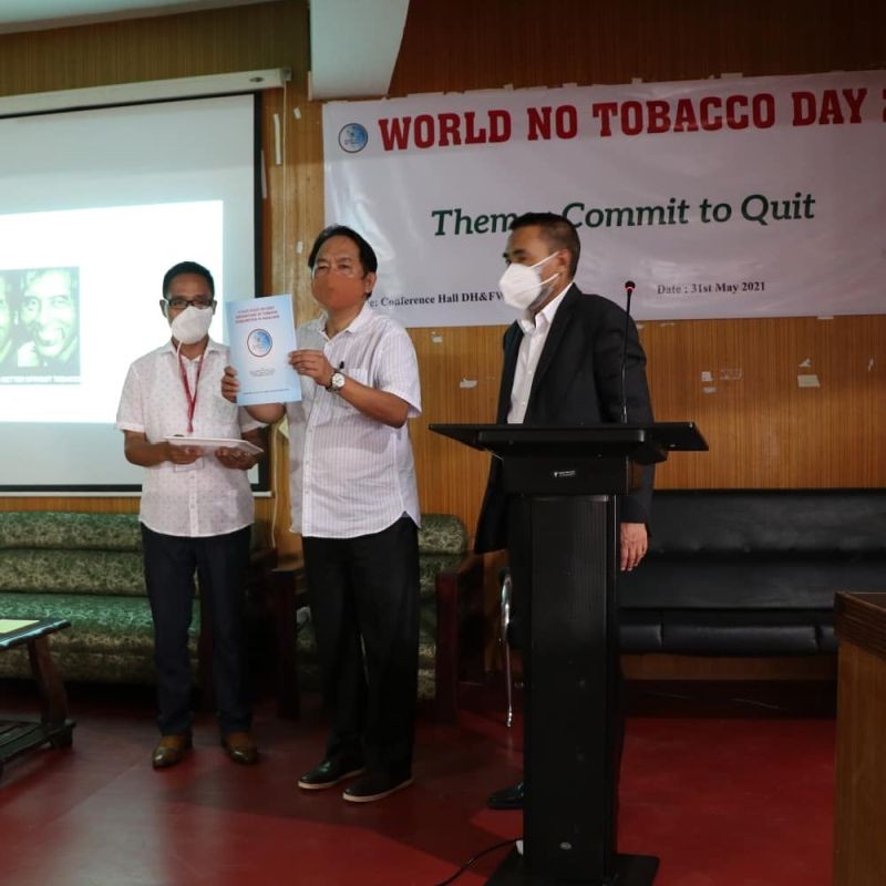 Dr Vikato Kinimi, Director (Health) releasing the booklet ‘A pilot Study on Cost Expenditure of Tobacco Consumption in Nagaland’ undertaken by State Tobacco Control Cell, Nagaland.