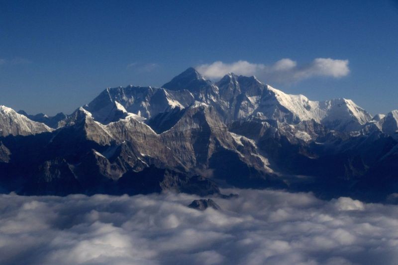 An aerial view of Mount Everest, the world's highest peak, among other mountains in Nepal. (IANS Photo)