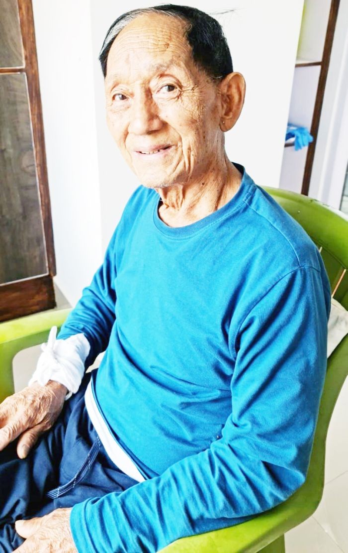Imdong Phom, a 92 year old from Unity village, with strong will and positivity defeated COVID-19 despite his co-morbid conditions. (Morung Photo)