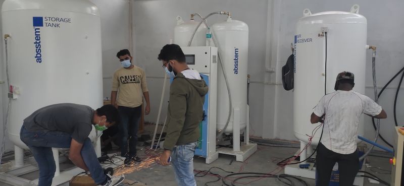 Installation works for PSA Oxygen Generation Plant in full swing at NHAK. (Morung Photo)
