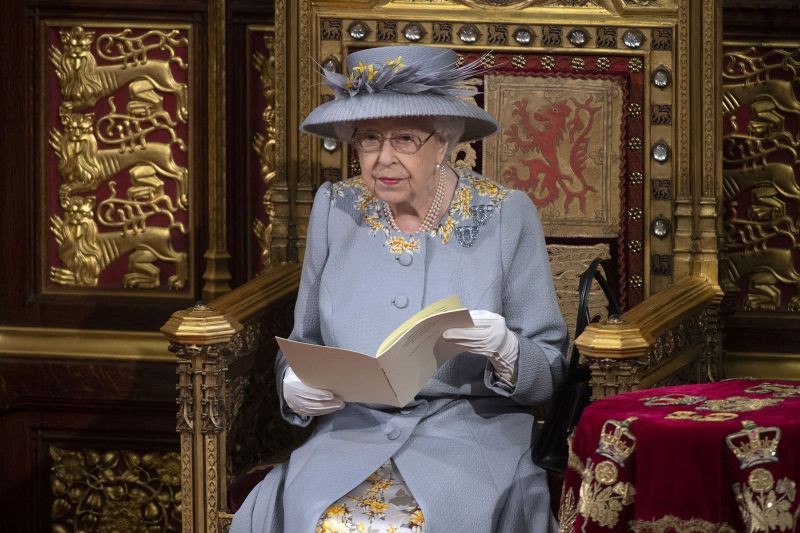 Britain's Queen Elizabeth II delivers the speech in the House of Lords during the State Opening of Parliament at the Palace of Westminster in London on May 11, 2021. (AP/PTI Photo)