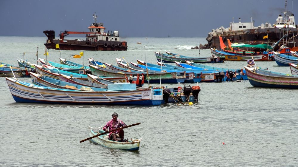 Thiruvananthapuram: Fishing boats anchored at Vizhinjam Coast following a cyclone alert in Thiruvananthapuram, Thursday, May 13, 2021. Fishermen have been prohibited from venturing out to sea from Thursday due to the cyclone alert over the Arabian Sea. (PTI Photo)
