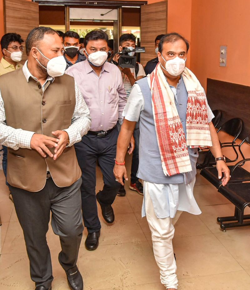Assam Chief Minister Himanta Biswa Sarma at the BJP office, Hengrabari, in Guwahati on May 11, 2021. (PTI Photo)