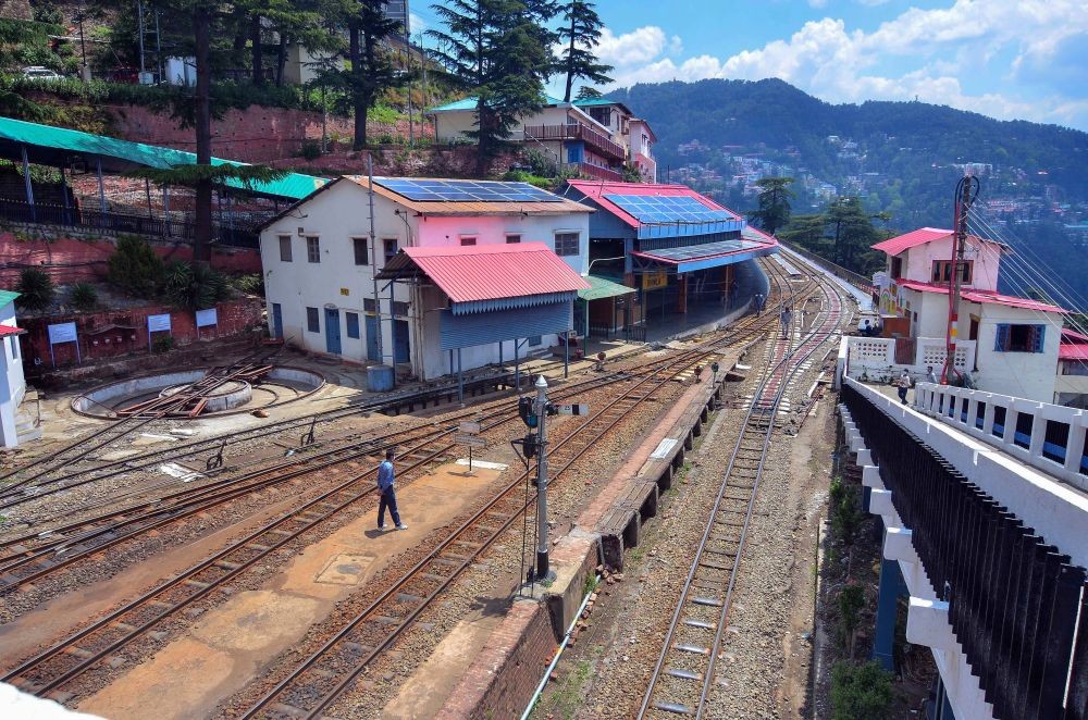 Shimla: Deserted view of Shimla Railway Station during COVID-induced curfew in Shimla, Sunday, May 9, 2021. (PTI Photo)