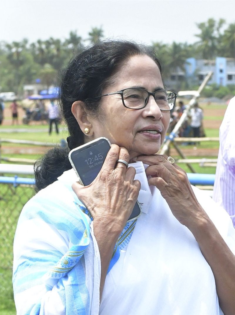 West Bengal Chief Minister Mamata Banerjee during her visit in the aftermath of Cyclone Yaas, at Digha on May 29, 2021. (PTI Photo)
