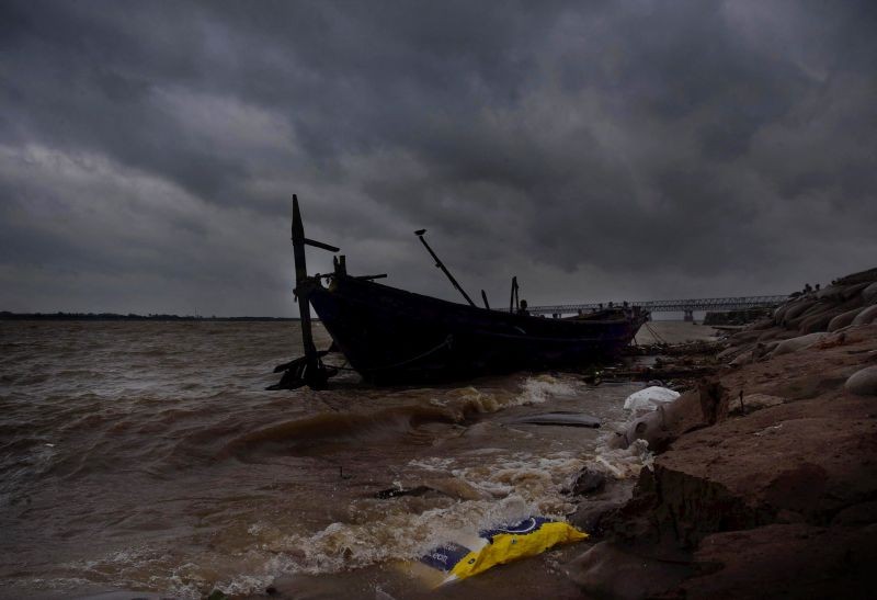 Patna: Dark clouds hover over the River Ganga in the aftermath of Cyclone 'Yaas' landfall in Patna, Thursday, May 27, 2021. (PTI Photo)