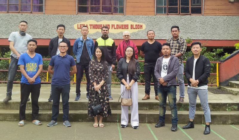In Picture: Outgoing executive members (2019-21), Southern Angami Students' Union (SASU) with Fr. Raymond D' Souza, SJ, Guide and Spiritual Animator and Fr. Rajesh Lobo, SJ Director, Eden Garden Children's Home, Khuzama on June 27. (Morung Photo)