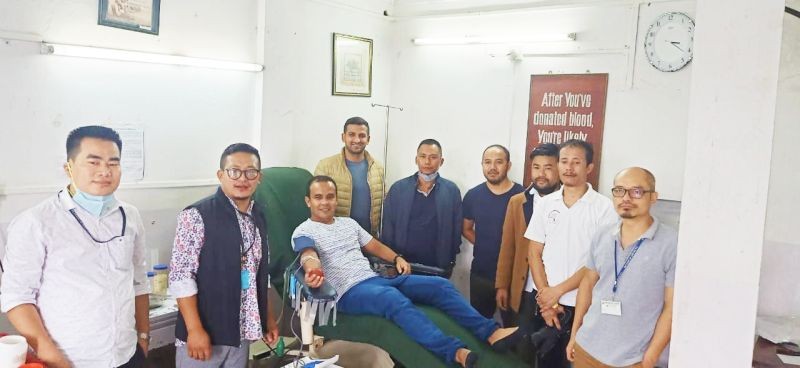 VBDA Kohima after donating blood on the last day of blood donation camp in Kohima on June 19.