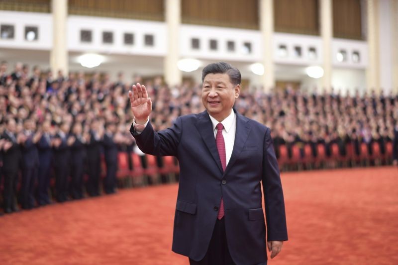 In this photo released by Xinhua News Agency, Chinese President Xi Jinping, also general secretary of the Communist Party of China (CPC) Central Committee and chairman of the Central Military Commission, waves as he meets the recipients of the July 1 Medal, the Party's highest honor, during a ceremony at the Great Hall of the People in Beijing on June 29, 2021. Amid celebrations over the centenary of the ruling Communist Party, Chinese President Xi Jinping has awarded loyal party members with medals and called for adherence to Marxism. (AP/PTI Photo)