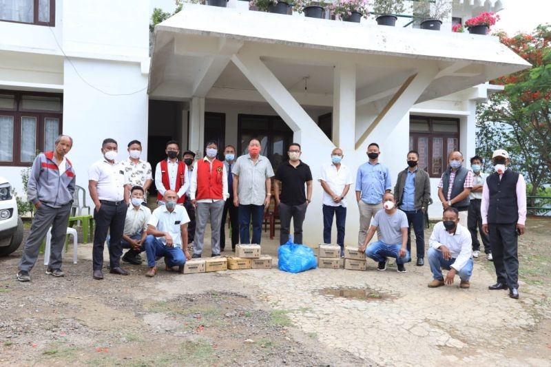 MLA and Advisor Kazheto Kinimi handed over masks, hand sanitizers and financial assistance to SDTF in combating the second wave of COVID-19.