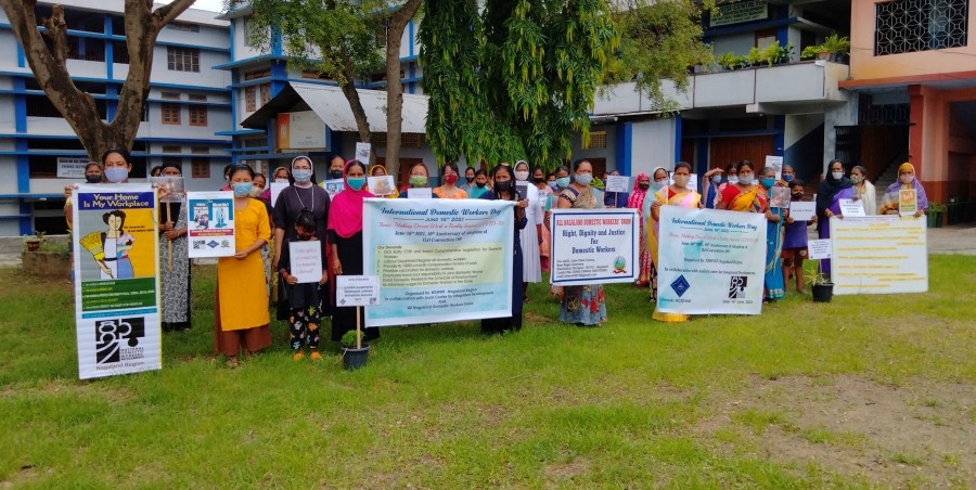 Participants during the International Domestic Workers Day event organised by NDWM – Nagaland Region in collaboration with ACID and ANDWU in Dimapur on June 16.