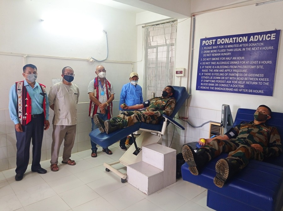 A total of 28 personnel of the 23 Assam Rifles, Mokokchung donated blood to the Blood Bank, Imkongliba Memorial District Hospital on the request of Ao Senden today, Mokokchung, June 23. (Morung Photo)