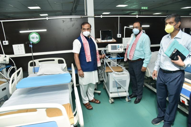 Guwahati: Assam Chief Minister Himanta Biswa Sarma inaugurates 300-bedded COVID hospital by State Government and DRDO, at Indira Gandhi Stadium in Guwahati, Thursday, June 10, 2021. (PTI Photo)