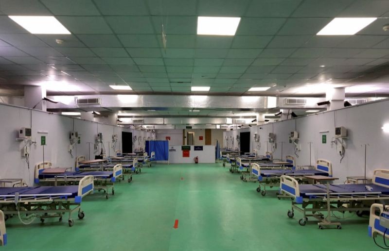 500-bedded COVID Hospital at Khonmoh, Srinagar, set-up by Defence Research and Development Organisation (DRDO). (PTI Photo)
