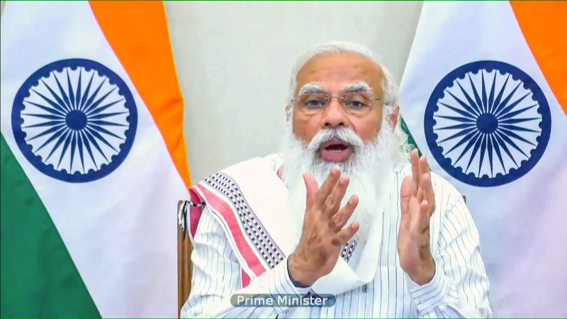 Prime Minister Narendra Modi addresses during the interaction with Chief Ministers of North Eastern states on Covid-19 situation via video conferencing, in New Delhi on July 13, 2021. (PTI Photo)