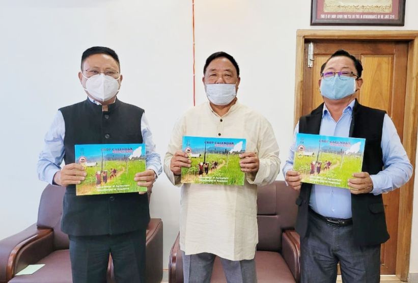 APC Y Kikheto Sema, Minister G Kaito Aye,a and Director M Ben Yanthan during the release of the crop calendar on July 20. (Photo Courtesy: Dept of Agriculture)