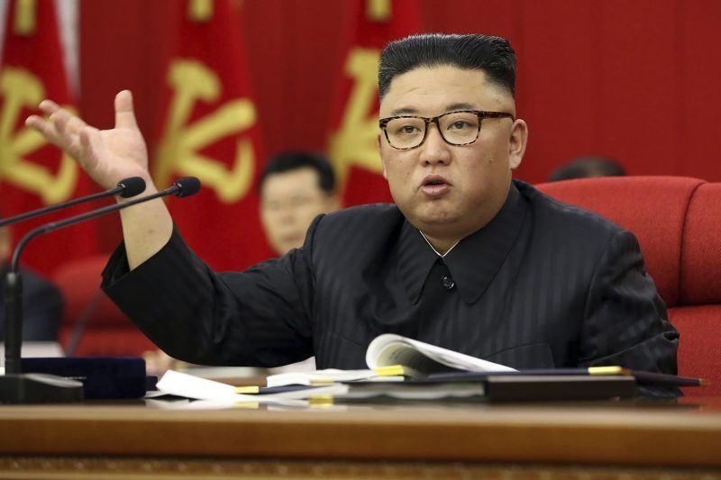 In this photo provided by the North Korean government, North Korean leader Kim Jong Un speaks during a Workers' Party meeting in Pyongyang, North Korea on June 15, 2021.  (AP/PTI File Photo)