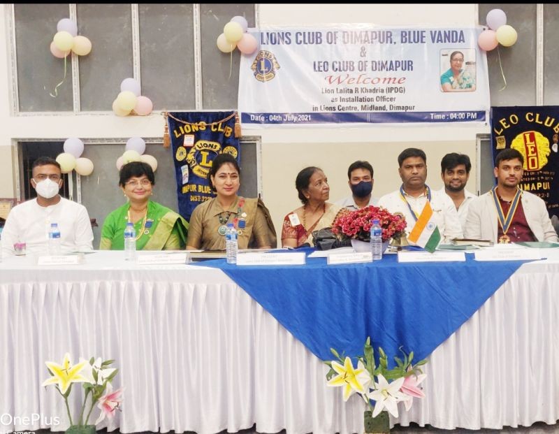 The installation ceremony of Lions Club Dimapur, Dimapur Blue vanda and Leo Club was held on July 4 at Lions Centre Dimapur. Lalita R Khadaria, past District Governor 322D, attended the function as the installation officer and inducted the new team led by Vikas Maheshwari as President, Ankit jain as General Secretary, Sanjay Jaiswal as Treasurer, Sandeep Bakliwal as first vice President, Basu Damani as second vice president and Manish Poddar as third vice president and Zone chairperson Neeraj Kala.