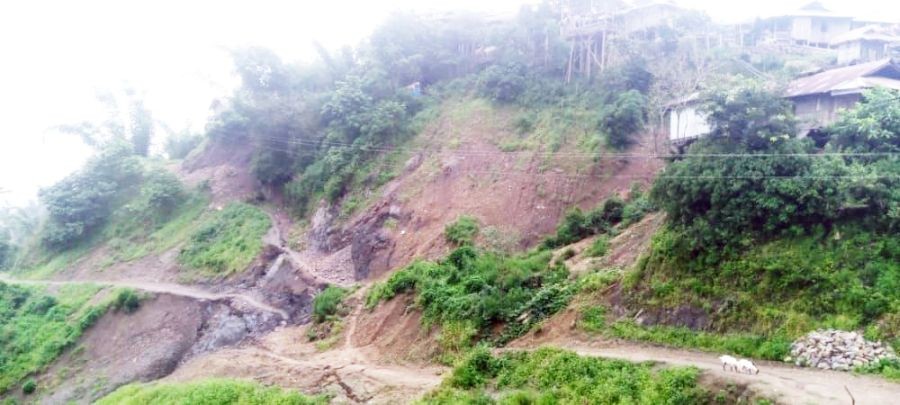 A section of the PWD road that was damaged by the landslide on July 16. (Photo Courtesy: TASU)