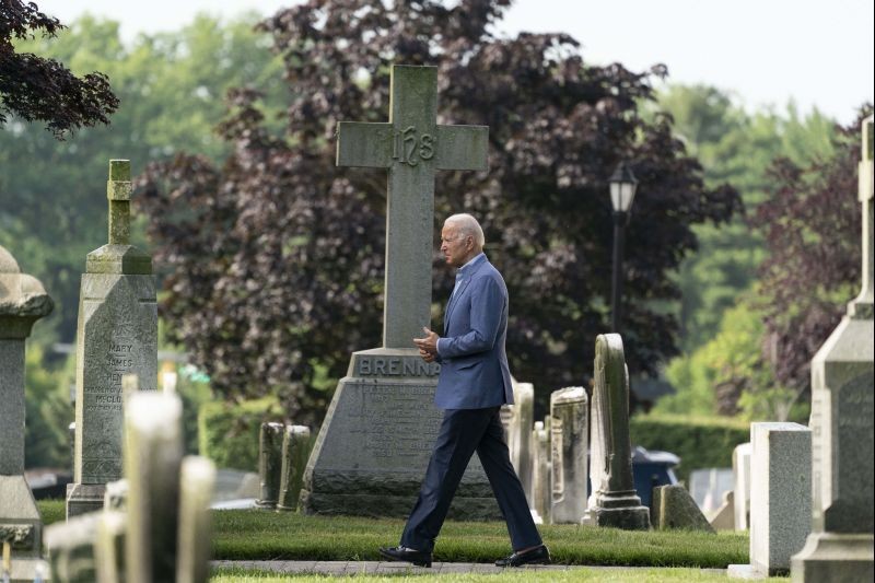 President Joe Biden departs after Mass at St. Joseph on the Brandywine Catholic Church on July 4, 2021, in Wilmington, Del. (AP/PTI Photo)