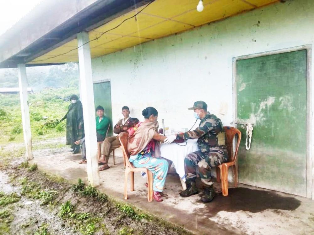 A woman avails the service during one the medical camps organized by the Kiphire Battalion of Assam Rifles under Kiphire district. (Photo Courtesy: HQ IGAR (N)