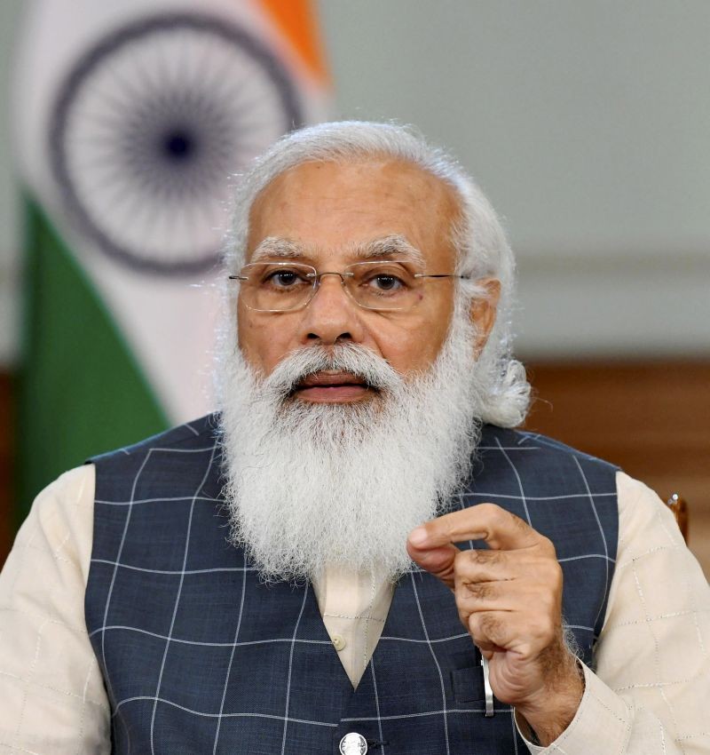 Prime Minister Narendra Modi chairs a meeting to review the COVID-19 situation with the Chief Ministers, through video conferencing, in New Delhi on July 16, 2021. (PIB/PTI Photo)