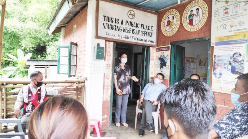 Dr Ayangla Saku and Dr Kika Longkumer interacting with the participants during the sensitisation programme at Longnak on July 17. (Photo: CMO Mokokchung)