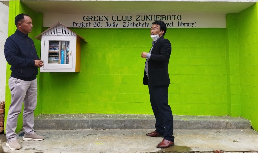 Green Club Zunheboto under its Project50: Jukivi Zunheboto has opened a small street library at ZTSBC compound on June 14. (Photo Courtesy: GCZ)