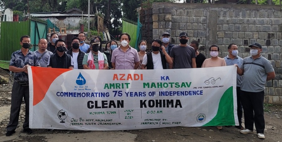 Imnatiba and others during the launching programme of sanitation drive in Kohima on July 21. (Morung Photo)