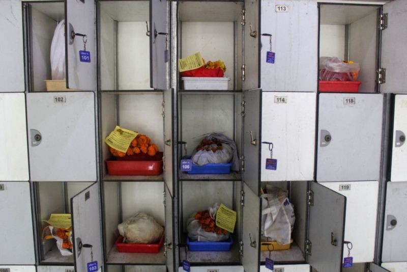 Ashes waiting for funeral immersions, Urns containing the ashes of cremated persons kept in the lockers for their relatives at Nigam bodh Ghat Crematorium in New Delhi on  21 May 2021. (IANS File Photo)