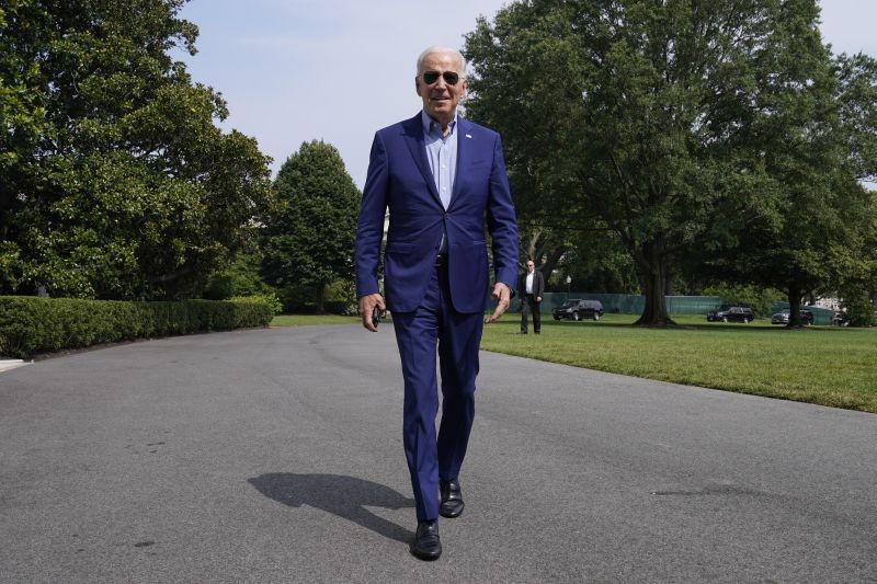 President Joe Biden, walks over to answer a question from a member of the media during his arrival the South Lawn of the White House after stepping off Marine One on July 25, 2021, in Washington. (AP/PTI Photo)
