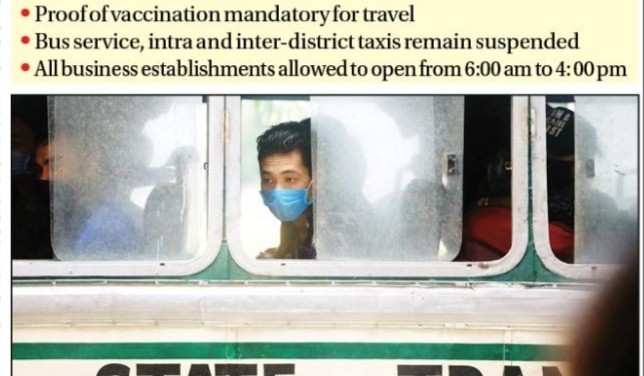 In this file photo, a man looks out from the window of a Nagaland State Transport bus. The State Government on Saturday announced Unlock 2 across Nagaland for one week, beginning from July 11-17 with more relaxations in existing lockdown measures. Bus service, intra and inter-district taxi service and pillion riding on two-wheelers will however; continue to remain suspended. (Morung File Photo by Soreishim Mahong)