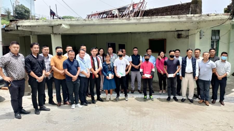 Angami Students’ Union held the launching programme for the Cell-Phone Outreach Project cum felicitation of ASU Tribunal General at ASU office in Kohima on July 20. (Photo Courtesy: ASU)