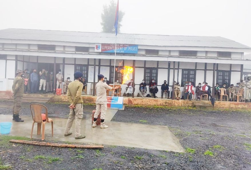 Fire and Emergency Services, Nagaland conducts training in the SP Office, Noklak.