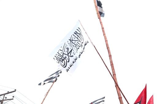 Afghanistan: Taliban flag raised above border crossing with Pakistan. (IANS File Photo)