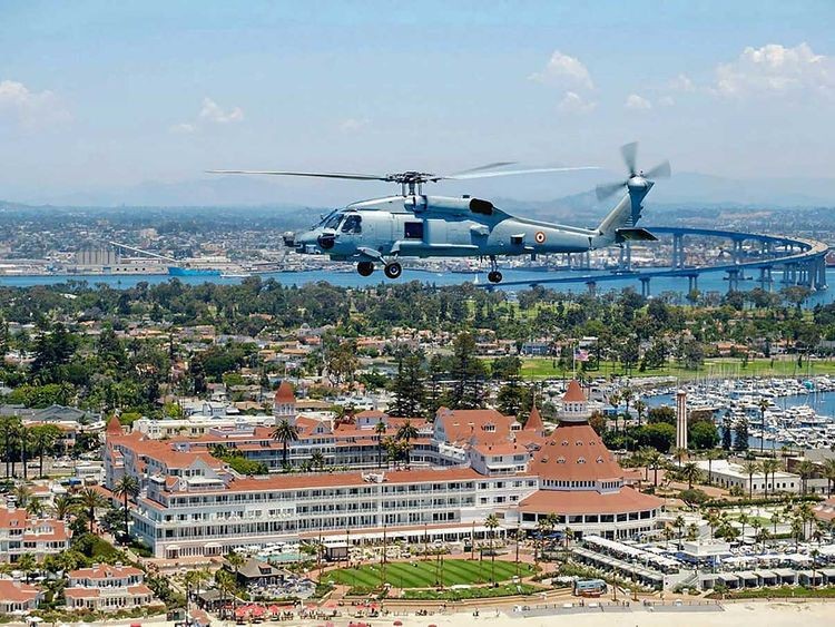 Indian Navy accepted the first two of its MH-60R Multi Role Helicopters (MRH) from US Navy in a ceremony held at NAS North Island, San Diego on Saturday, July 17, 2021. Image Credit: PTI