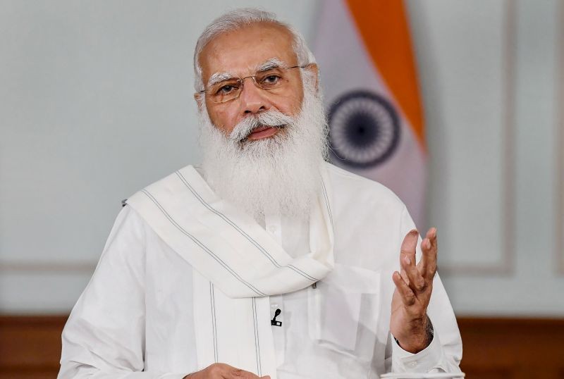 Prime Minister Narendra Modi addresses doctors, on the National Doctors’ Day, through video conferencing, in New Delhi on July 1, 2021. (PIB/PTI Photo)