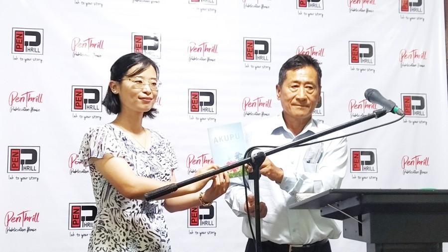 Former Deputy Speaker, Joshua Sumi releases the book “Akupu, The Bridge, A Flower” written by Inaholi Asumi. (Morung Photo)