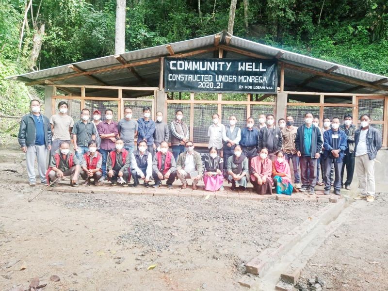 Dignitaries and others during the inauguration of community well at Losami village.